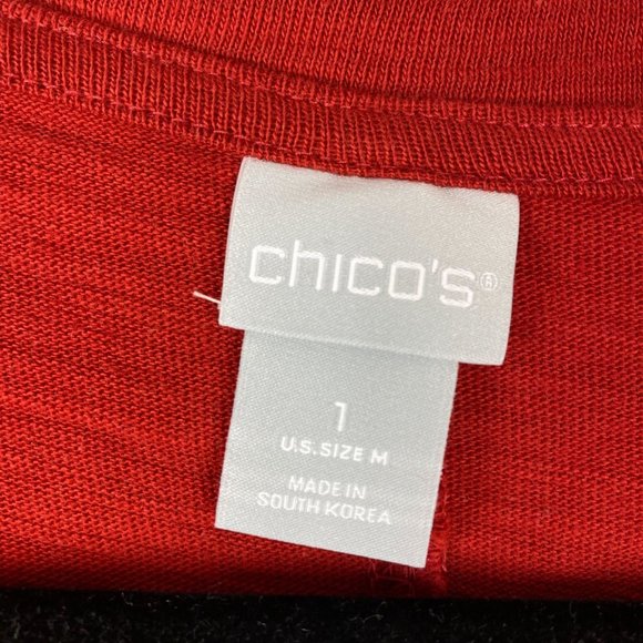 Chico's Red Knit top 100% Cotton‎ size Small - Picture 4 of 4
